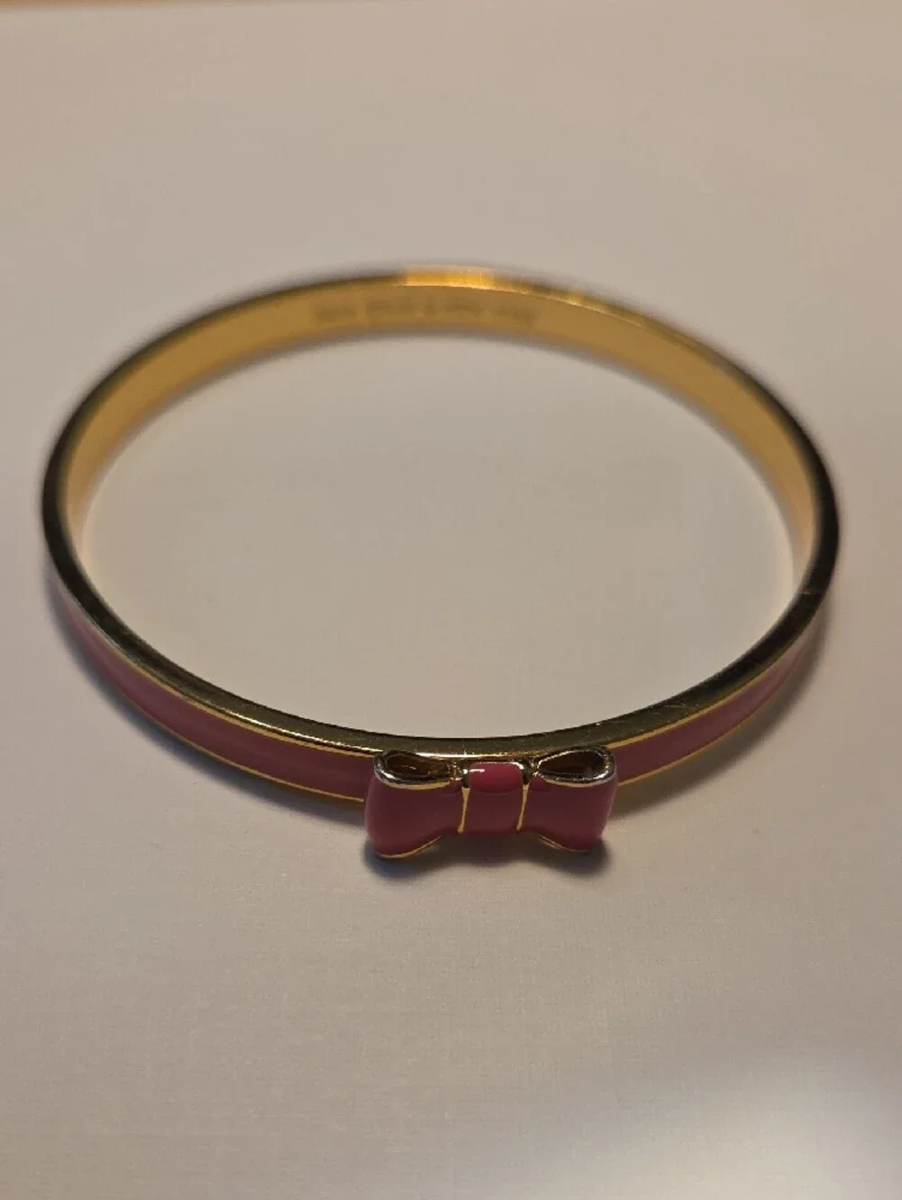 Kate Spade Set Pink Enamel Bow Necklace & Bangle Set